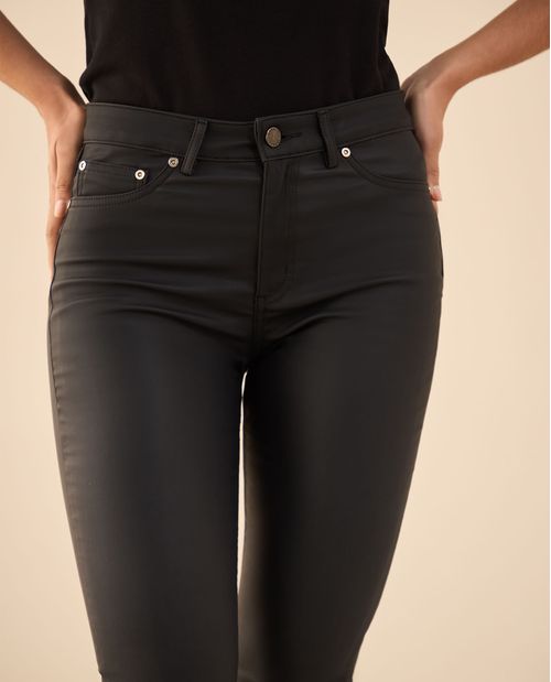 Jean Skinny efecto cuero ultra oscuro para mujer