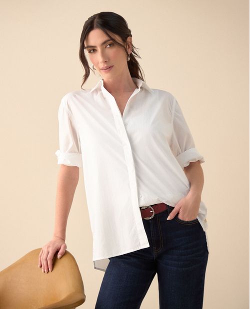 Camisa de botones manga larga para mujer