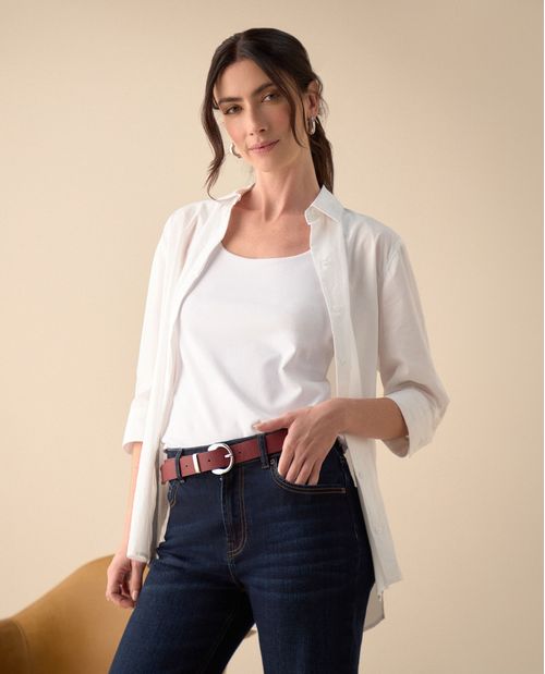 Camisa de botones manga larga para mujer