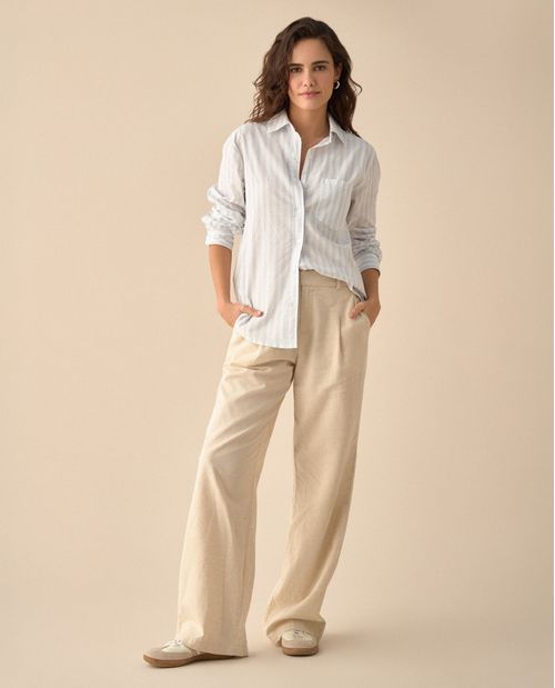 Pantalón de tela fluida para mujer