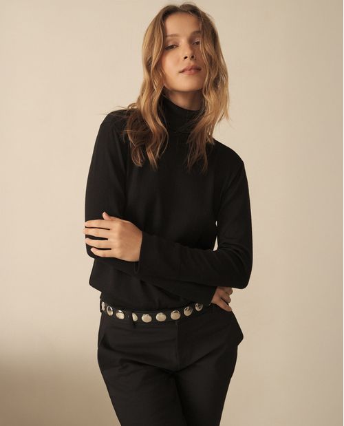 Buzo tejido de cuello alto para mujer