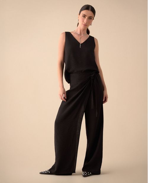 Pantalón de ajuste cruzado en pretina para mujer