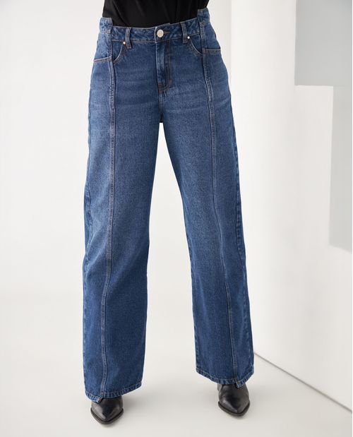 Jean Wide Leg con cortes delanteros para mujer