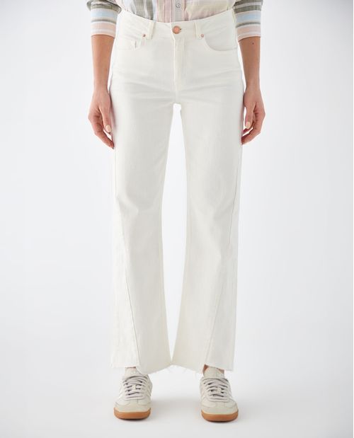 Jean Straight con ruedo al corte para mujer