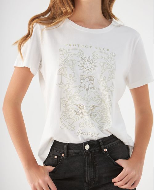 Camiseta básica estampada para mujer