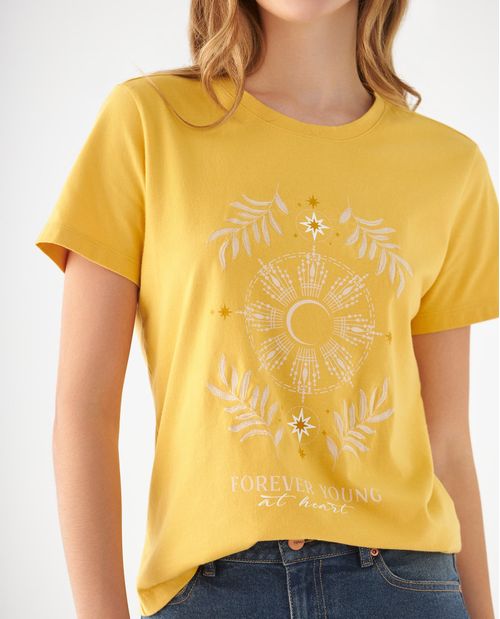 Camiseta básica estampada para mujer