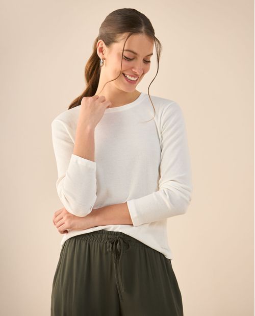 Camiseta de tela acanalada para mujer