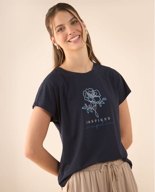 Camiseta con detalles bordados para mujer