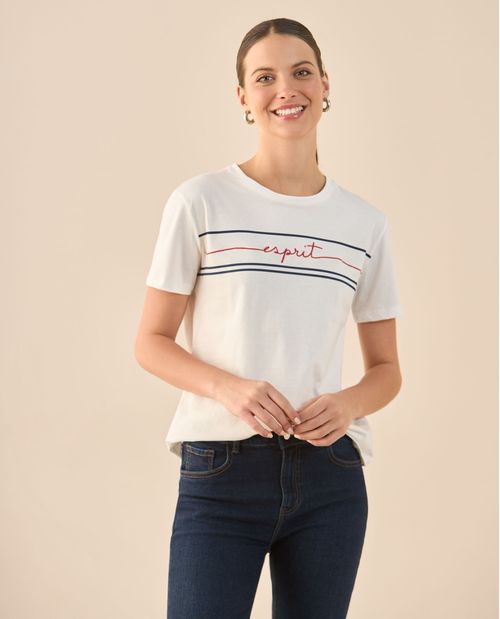 Camiseta estampada en frente para mujer