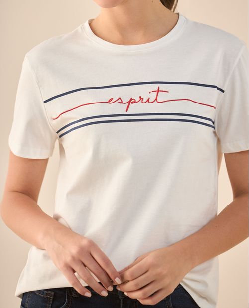 Camiseta estampada en frente para mujer