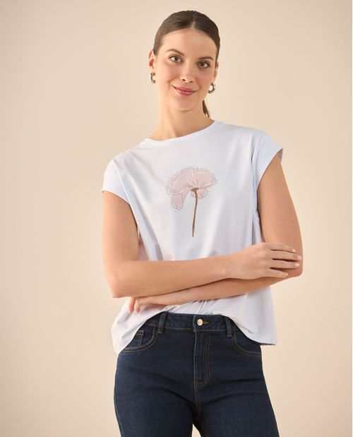 Camiseta de manga sisa rodada para mujer