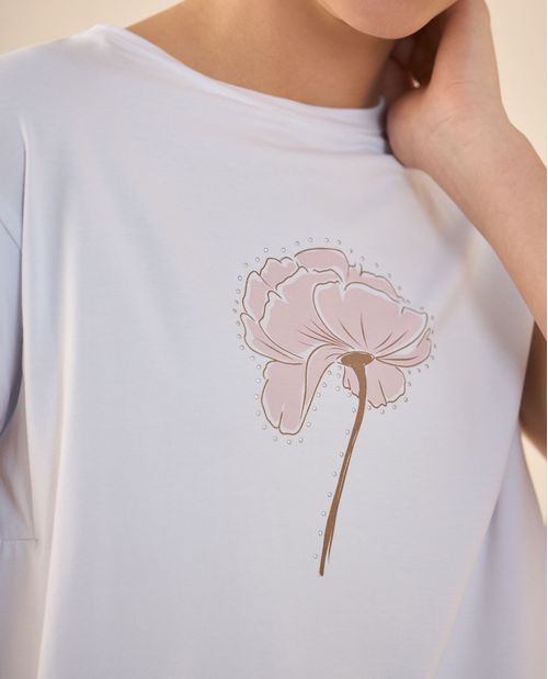 Camiseta de manga sisa rodada para mujer