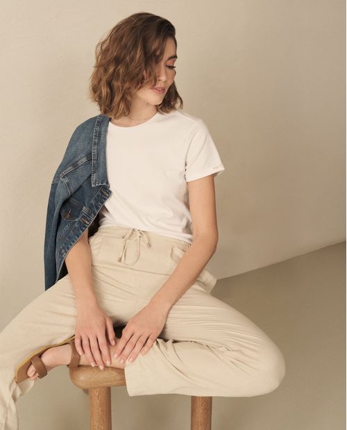 Pantalón con elástico en cintura para mujer