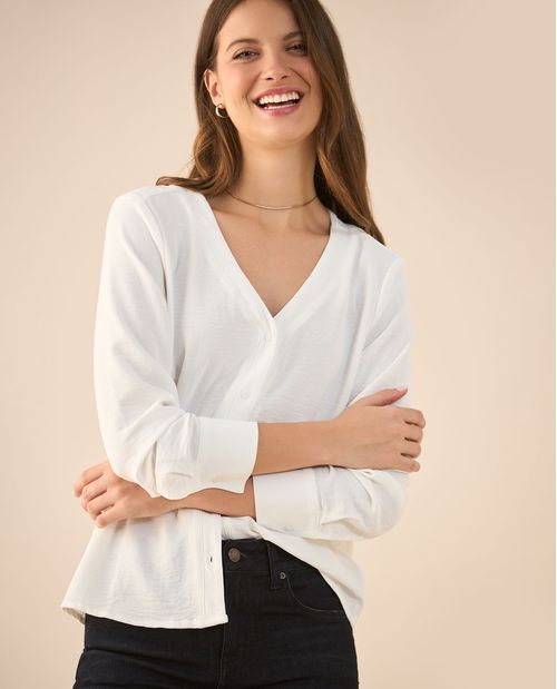 Camisa con escote en V para mujer