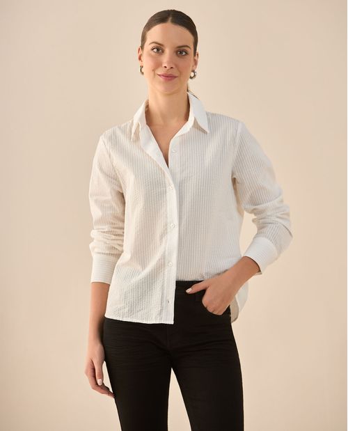 Camisa de manga larga con textura para mujer