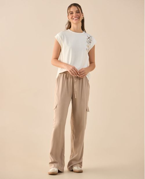 Pantalón de tela fluida para mujer