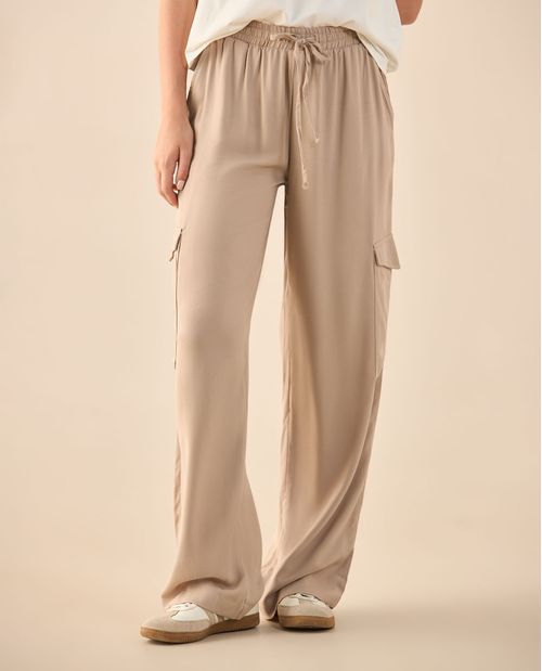 Pantalón de tela fluida para mujer
