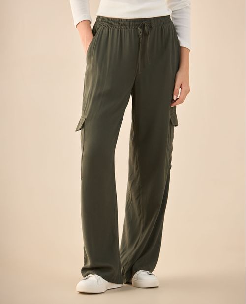 Pantalón de tela fluida para mujer