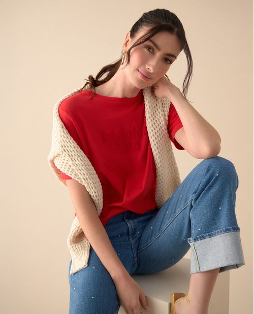 Camiseta con textura para mujer