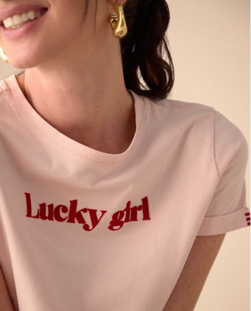 Camiseta de estampado con relieve para mujer