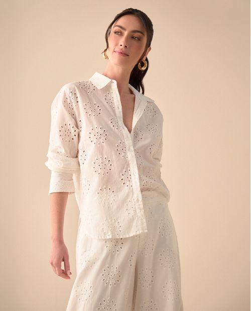 Camisa en ojalillo para mujer