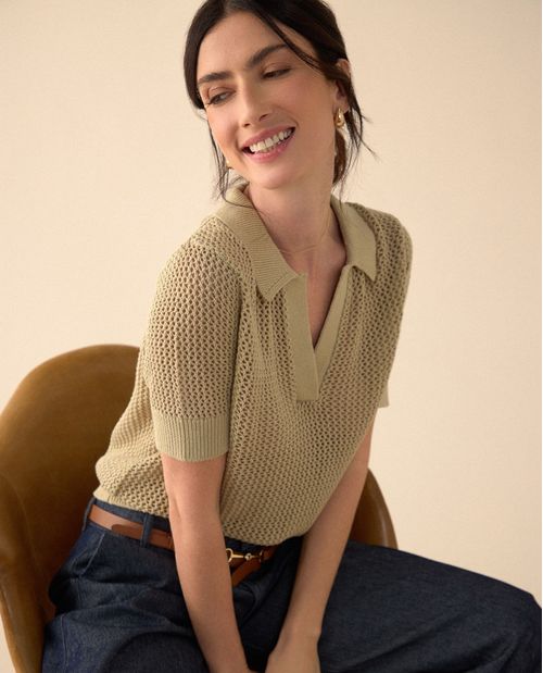 Camisa de manga corta con volumen para mujer