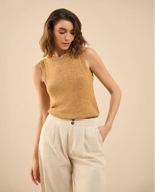 Camisa tejida manga sisa para mujer