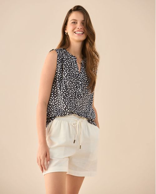 Camisa con mini escote en V para mujer