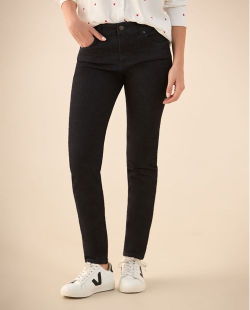 Jean bota recta tono oscuro para mujer