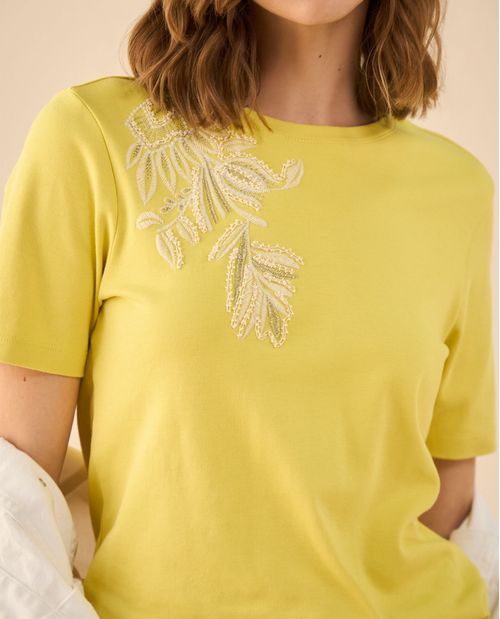 Camiseta con apliques brillantes para mujer