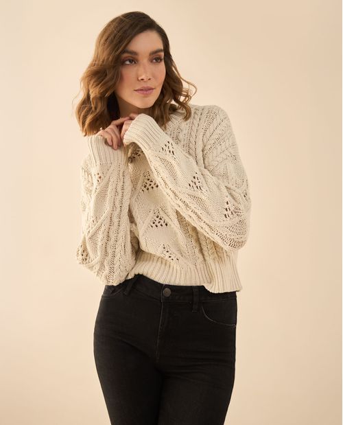 Buzo tejido de diseño cerrado para mujer