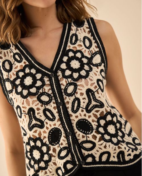 Camisa tejida con escote en V para mujer