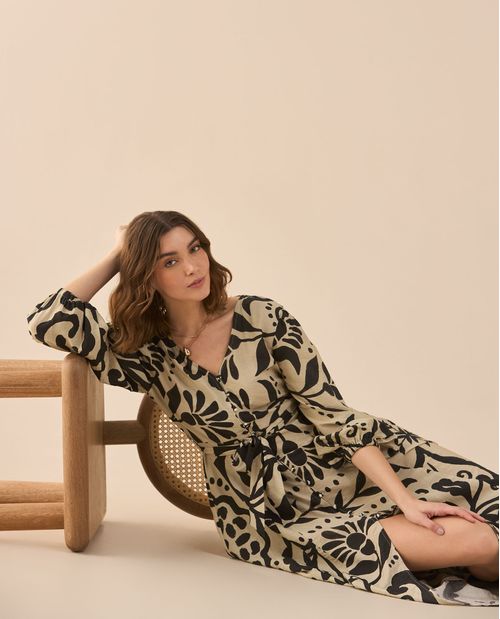 Vestido largo de botones para mujer