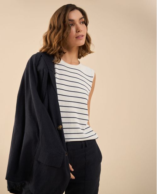 Camisa tejida con diseño a rayas para mujer