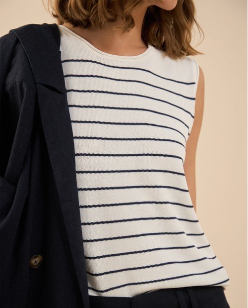 Camisa tejida con diseño a rayas para mujer