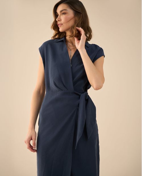 Vestido midi manga sisa para mujer