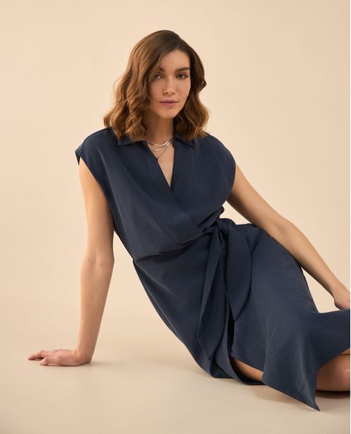 Vestido midi manga sisa para mujer