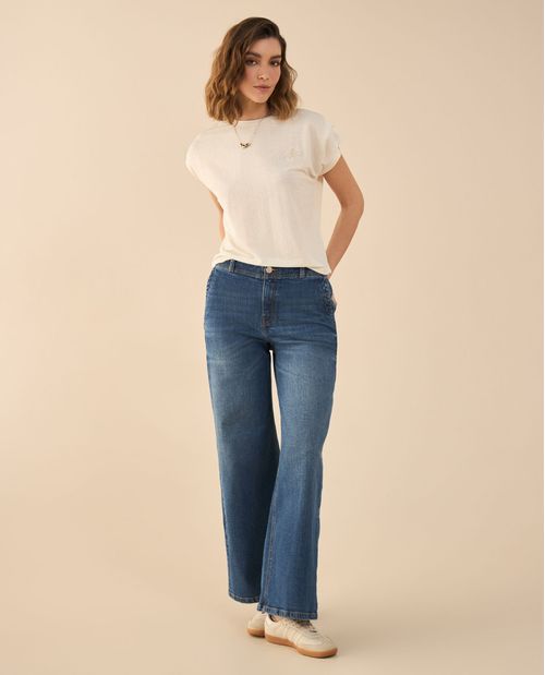 Jean Wide Leg tono oscuro para mujer
