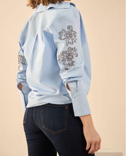 Camisa con apliques de piedras para mujer