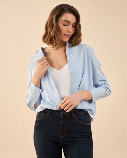 Camisa con apliques de piedras para mujer