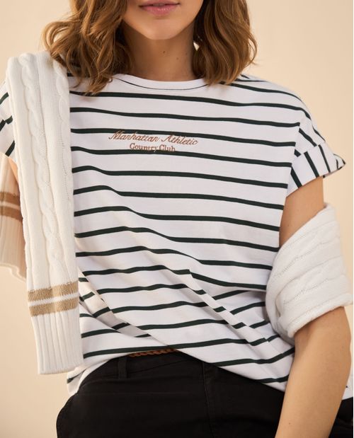 Camiseta manga corta con pieza para mujer