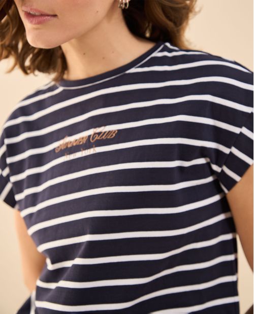 Camiseta manga corta con pieza para mujer