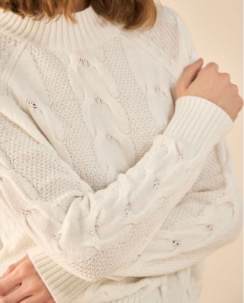 Buzo tejido de diseño cerrado para mujer