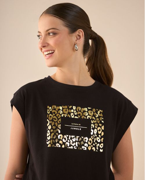 Camiseta con estampado de animal print para mujer