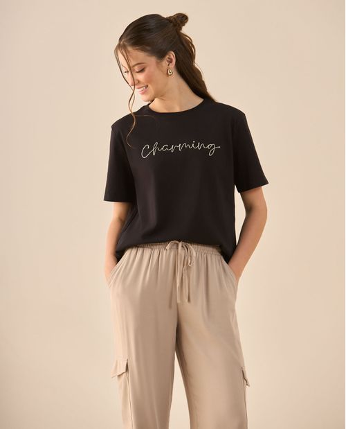 Camiseta estampada en frente para mujer