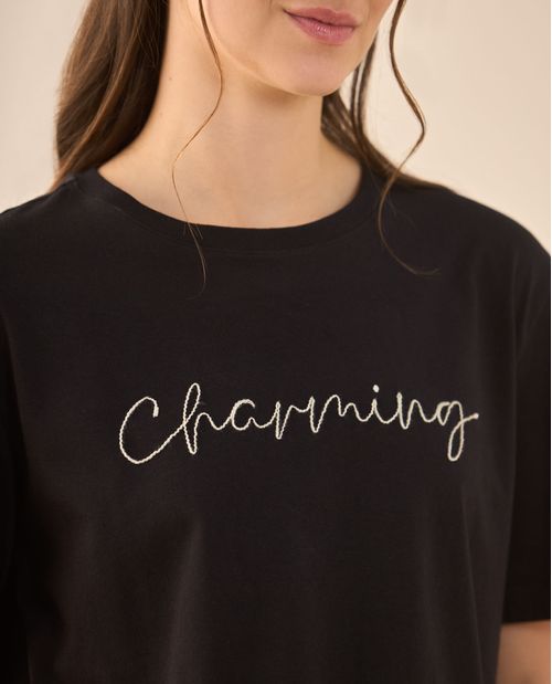 Camiseta estampada en frente para mujer