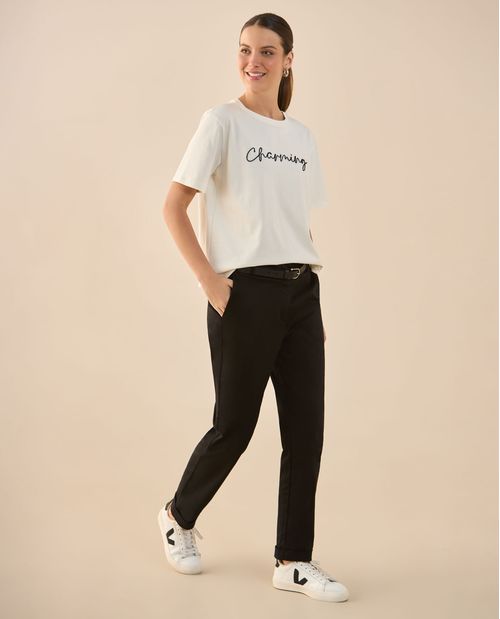 Camiseta estampada en frente para mujer