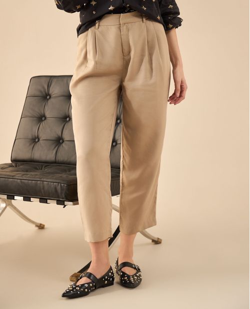 Pantalón de tela fluida para mujer