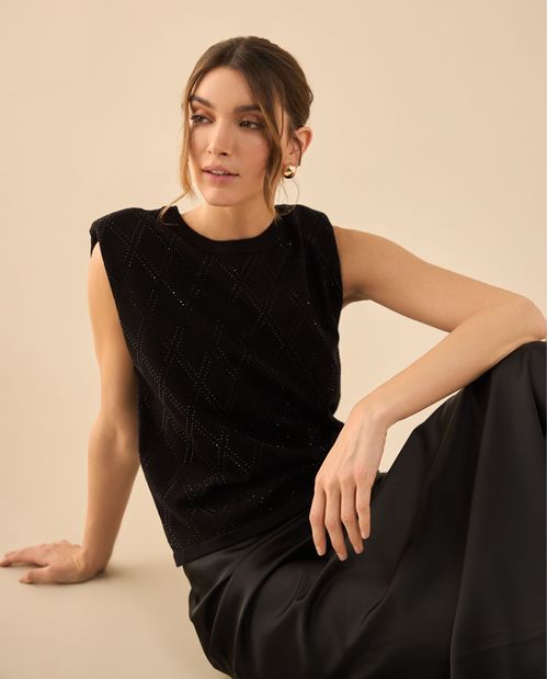 Camisa tejida manga sisa para mujer