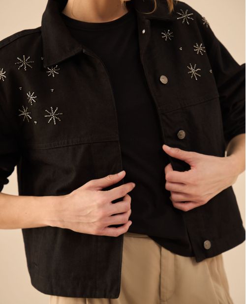 Chaqueta en black denim para mujer